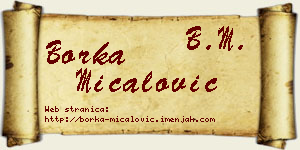 Borka Mićalović vizit kartica